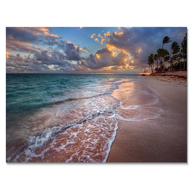 Palm Trees on Clear Sandy  Art Print Canvas