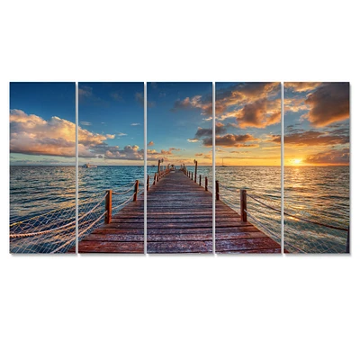 Brilliant Sunrise over Sea Pier  Canvas Wall Art