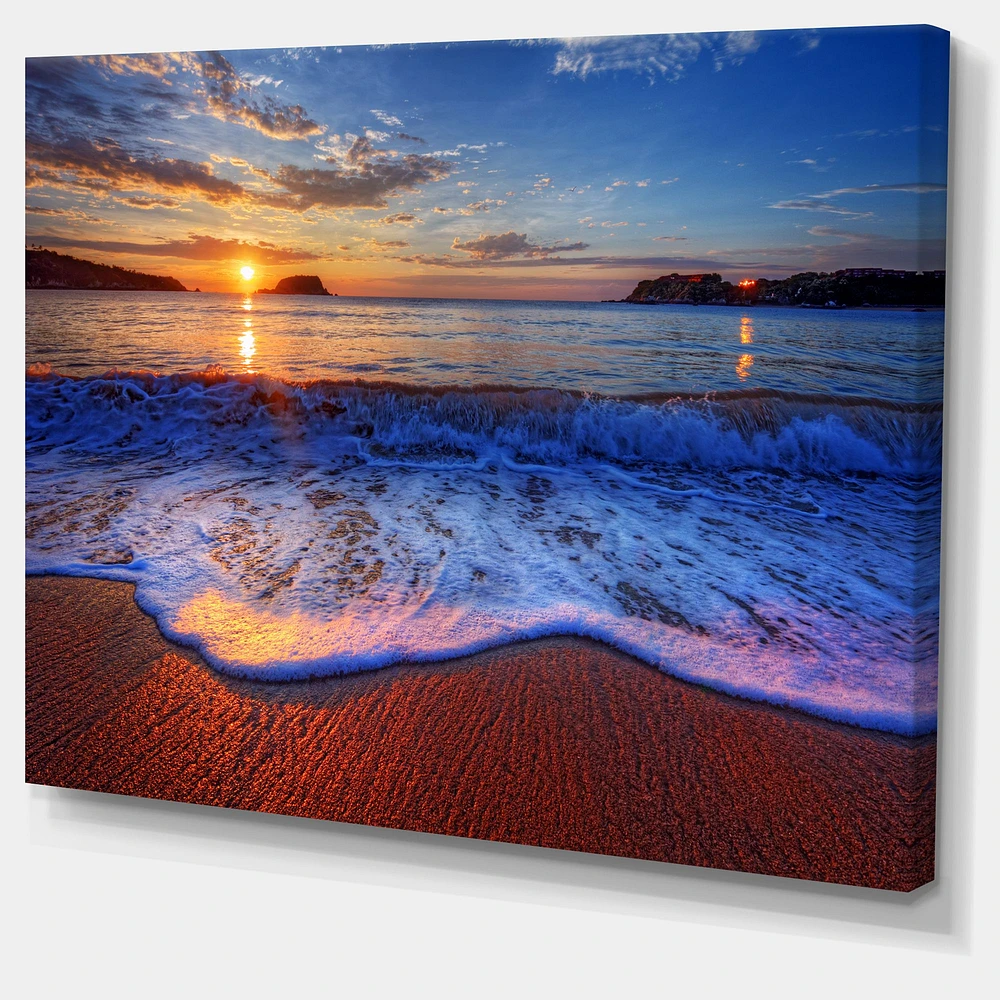 Blue Waves on Sandy Beach Wall Art