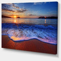 Blue Waves on Sandy Beach Wall Art