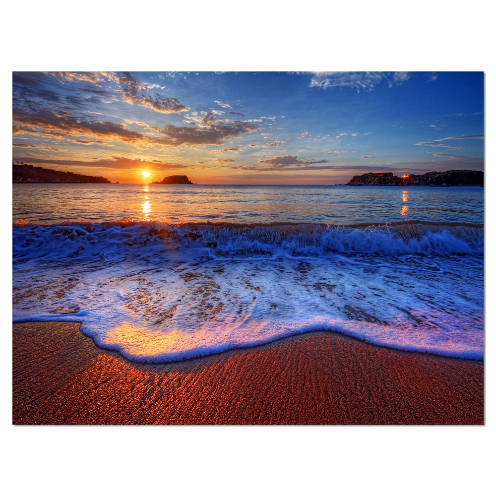 Blue Waves on Sandy Beach Wall Art