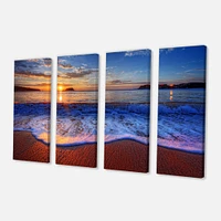 Blue Waves on Sandy Beach Canvas Wall Art - 4-5 Panels