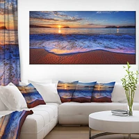 Blue Waves on Sandy Beach Wall Art