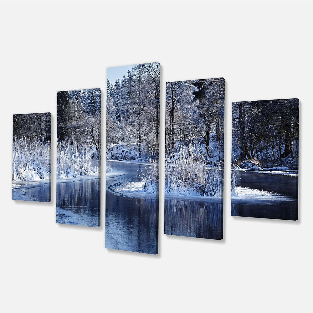 Winter Lake Deep Forest Canvas Wall Art Panels