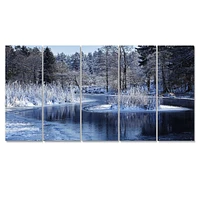 Winter Lake Deep Forest Canvas Wall Art Panels