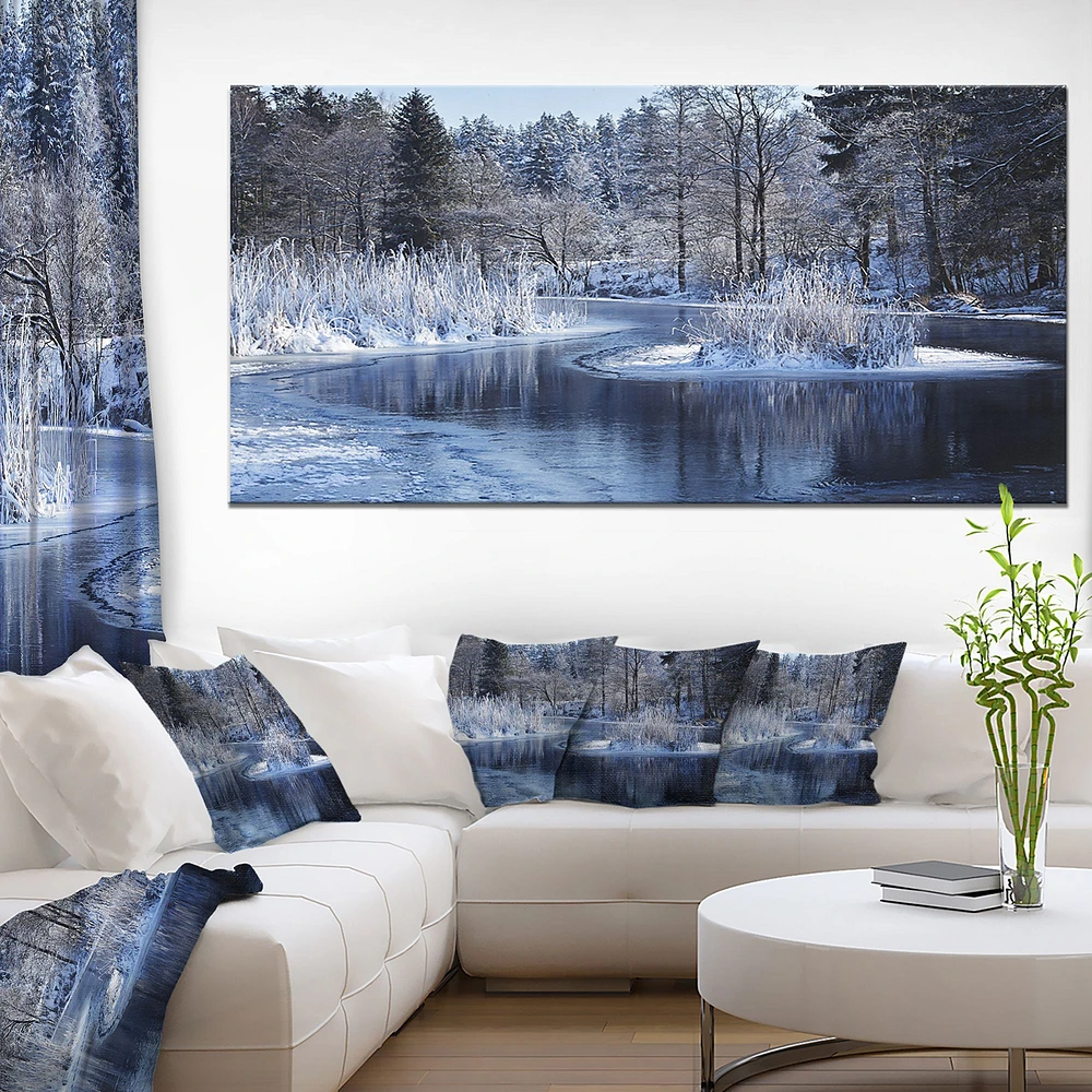 Winter Lake Deep Forest  Wall Art