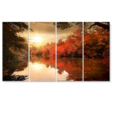 Toile imprimée 4 « Colourful Fall Sunset over River »