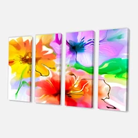 Bunch of Colorful Flowers Sketch  Canvas Wall Art