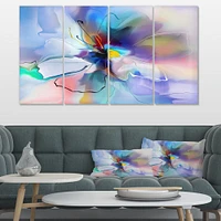 Abstract Creative Blue Flower Wall Art - 4 Panels