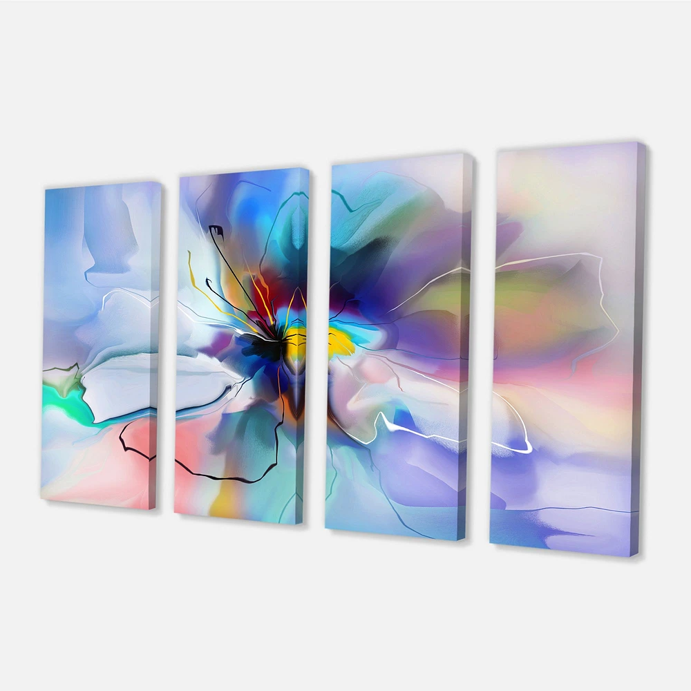 Abstract Creative Blue Flower Wall Art - 4 Panels