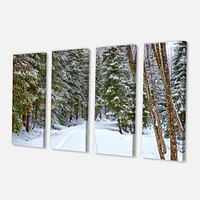 Snowy Road the Forest  Canvas Wall Art