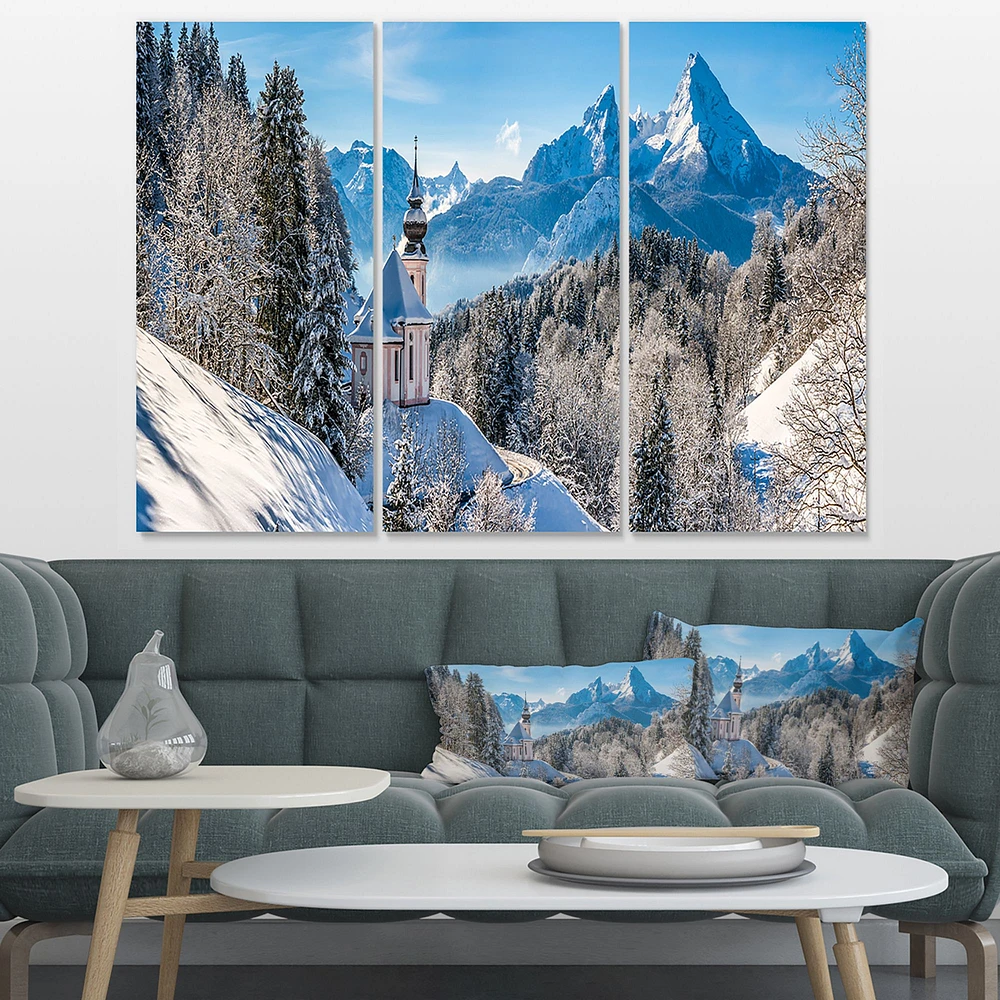 Toile « Winter in the Bavarian Alps » - 3 panneaux