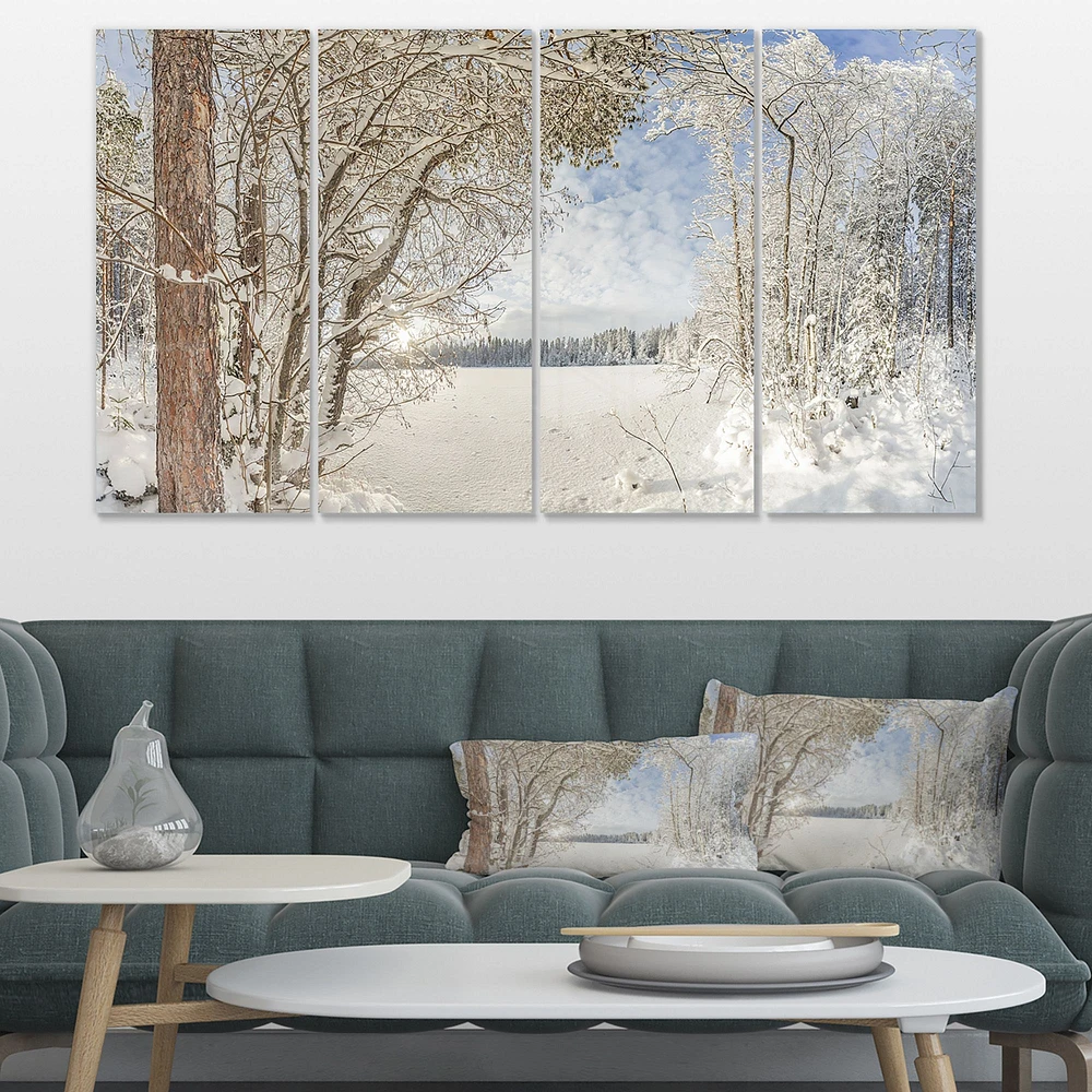 Lake Winter Woods - 4 Canvas Wall Art