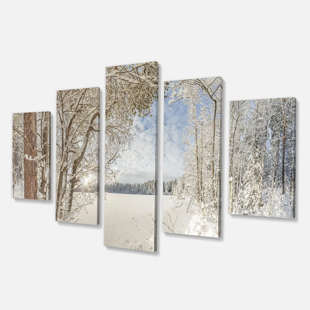 Lake Winter Woods - 4 Canvas Wall Art