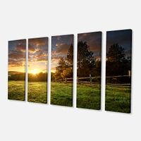 Fenced Ranch at Sunrise Canvas Wall Art Panels