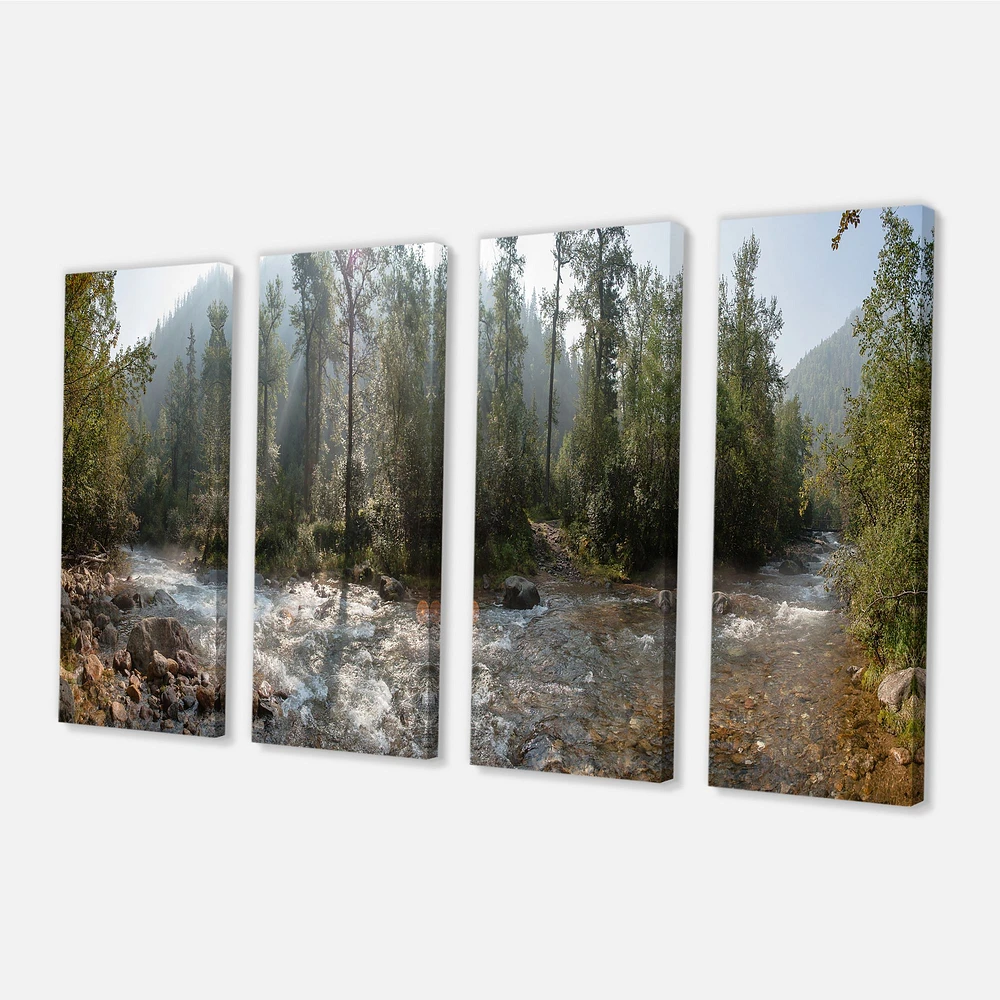 Mountain River Panorama 4 Canvas Wall Art
