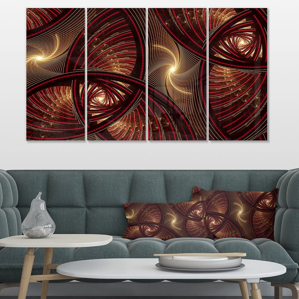 Brown Symmetrical Fractal Pattern Canvas Wall Art