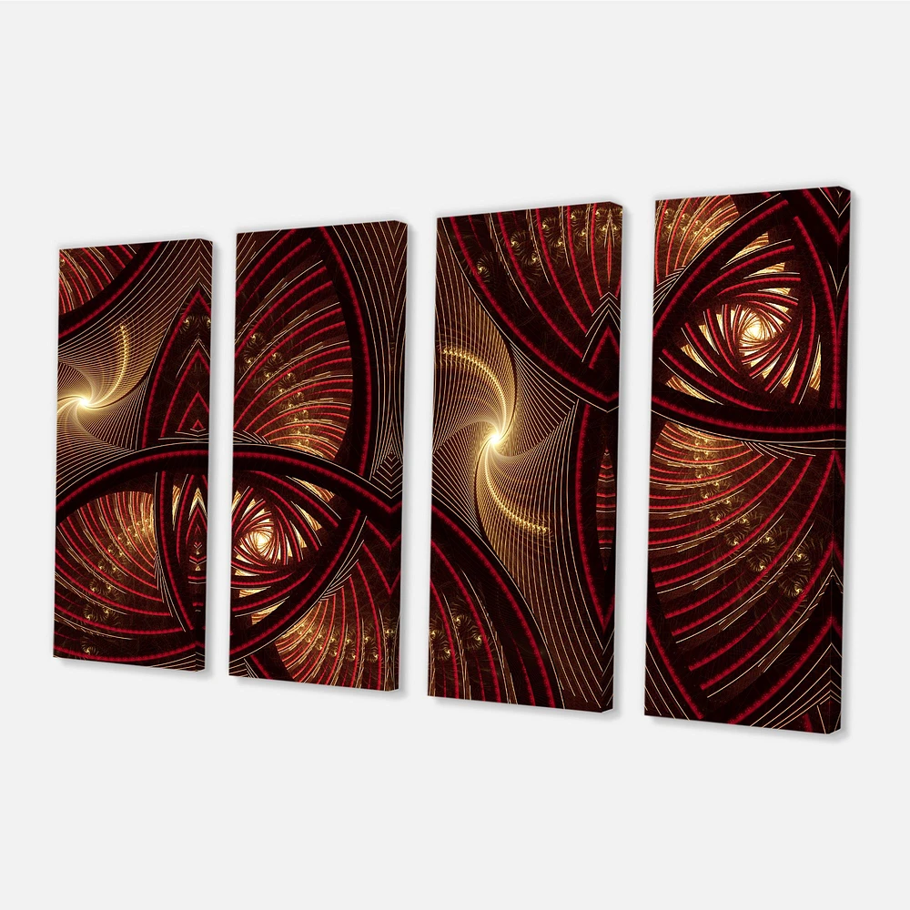 Brown Symmetrical Fractal Pattern Canvas Wall Art