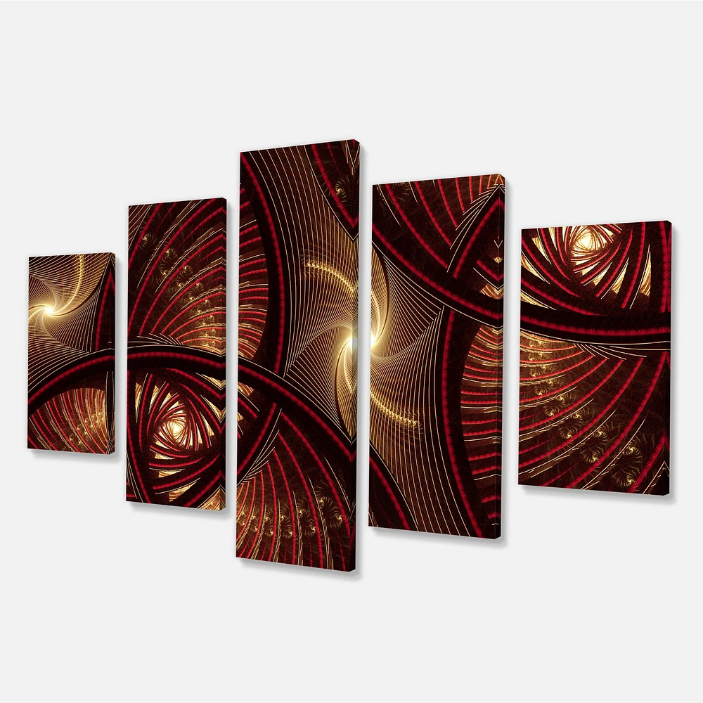 Brown Symmetrical Fractal Pattern Canvas Wall Art
