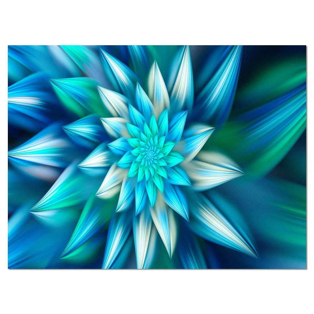 Huge Blue Fractal Flower  Wall Art