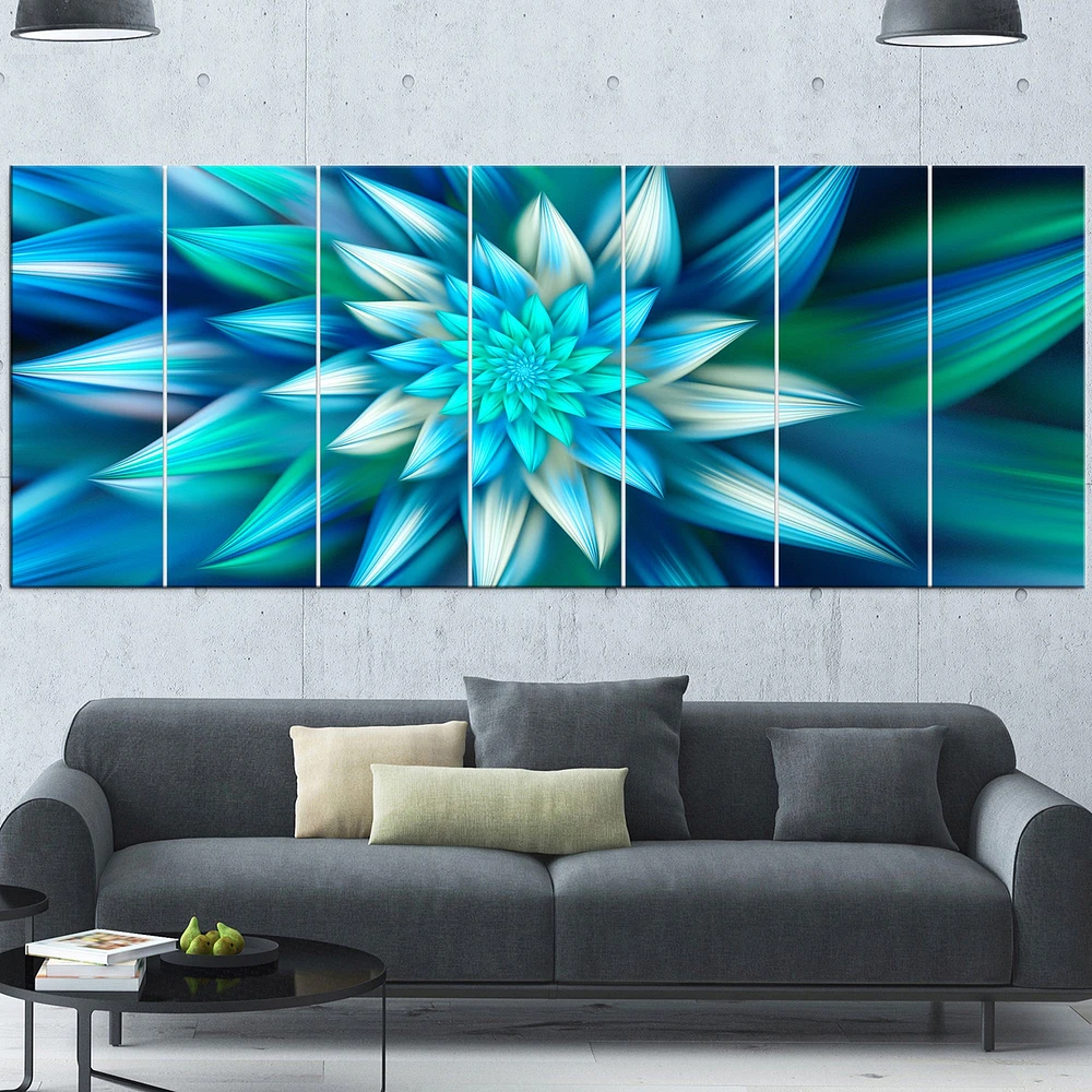 Huge Blue Fractal Flower  Wall Art