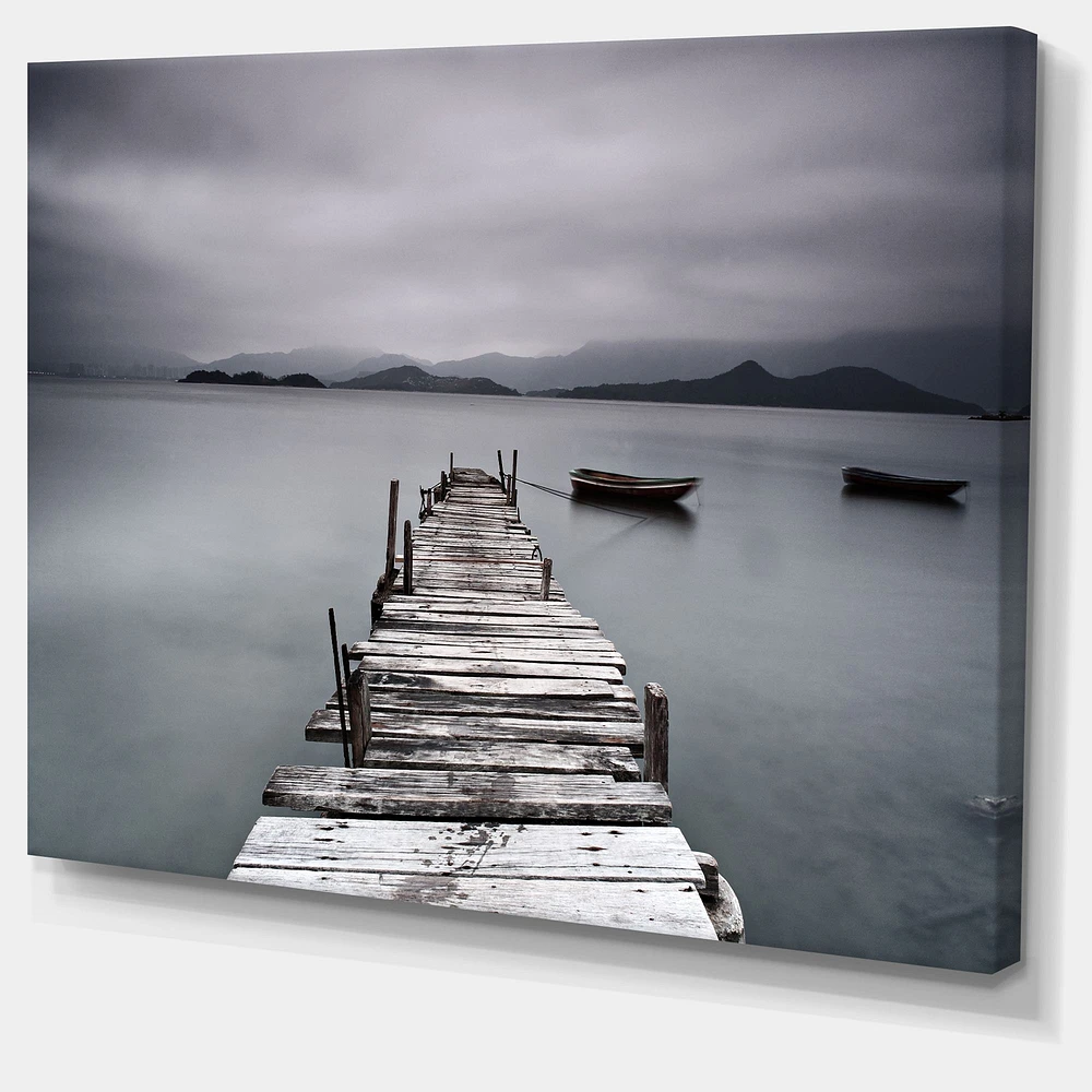 Pier and Boats at Seashore Wall Art