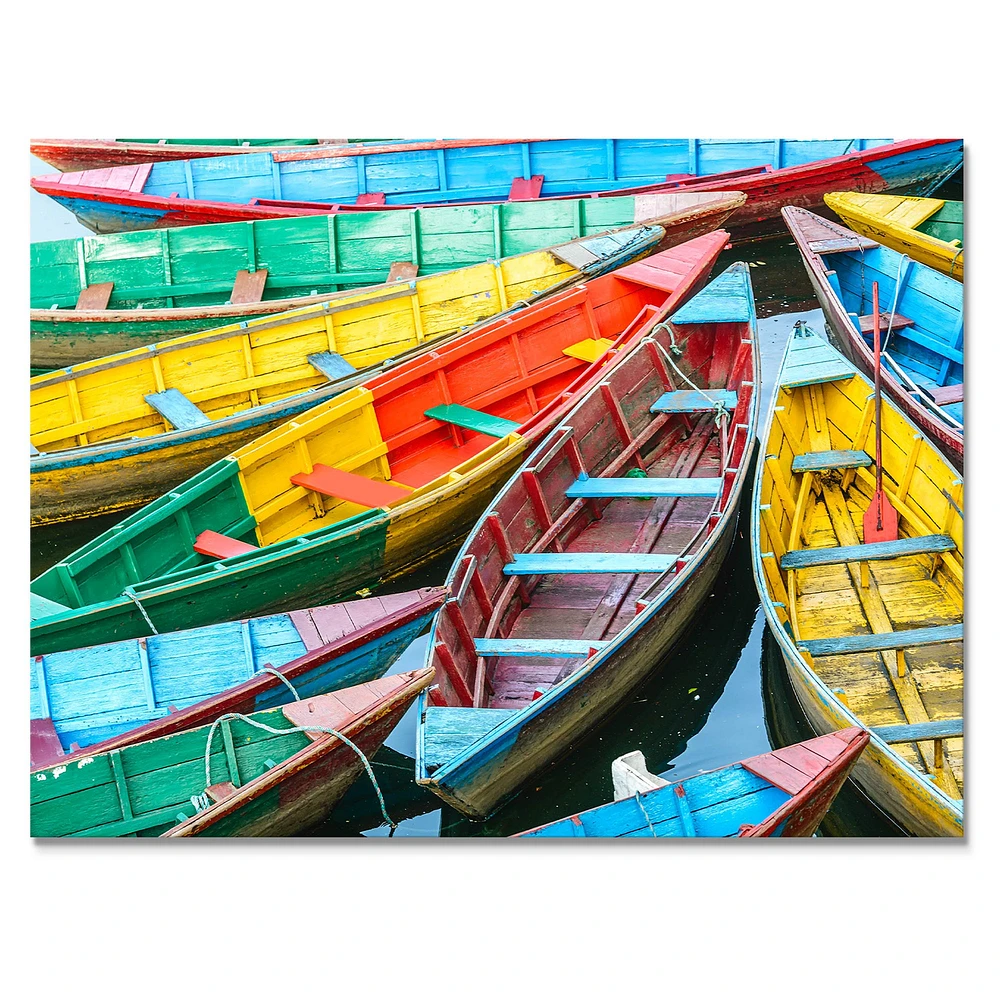 Rowing Boats on the Lake Pokhara  Canvas Wall Art Print