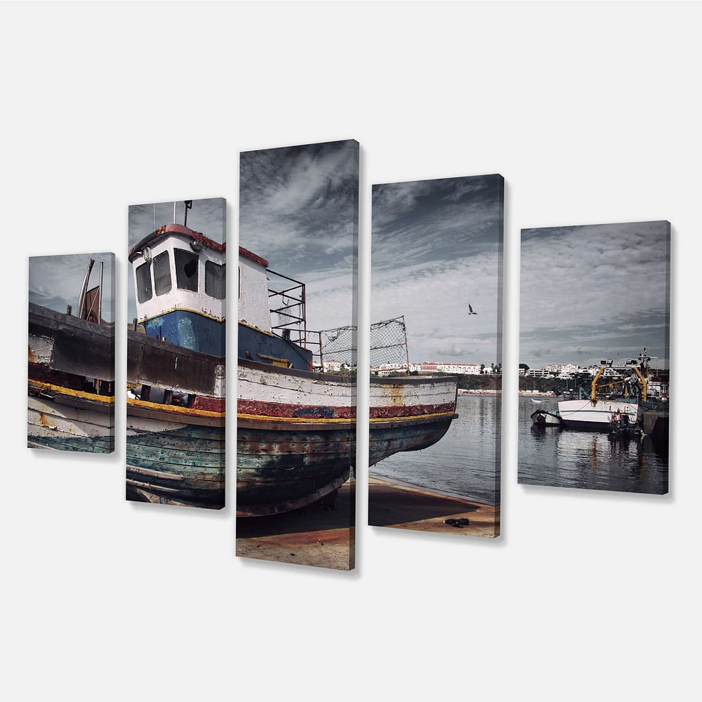 Old Fishing Boat Canvas Wall Art Panels