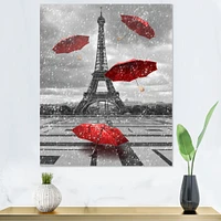 Toile « Flying Umbrella with Eiffel Tower »