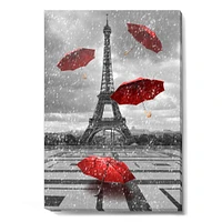 Toile « Flying Umbrella with Eiffel Tower »