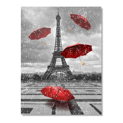 Flying Umbrella with Eiffel Tower  Canvas