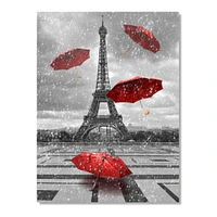 Toile « Flying Umbrella with Eiffel Tower »