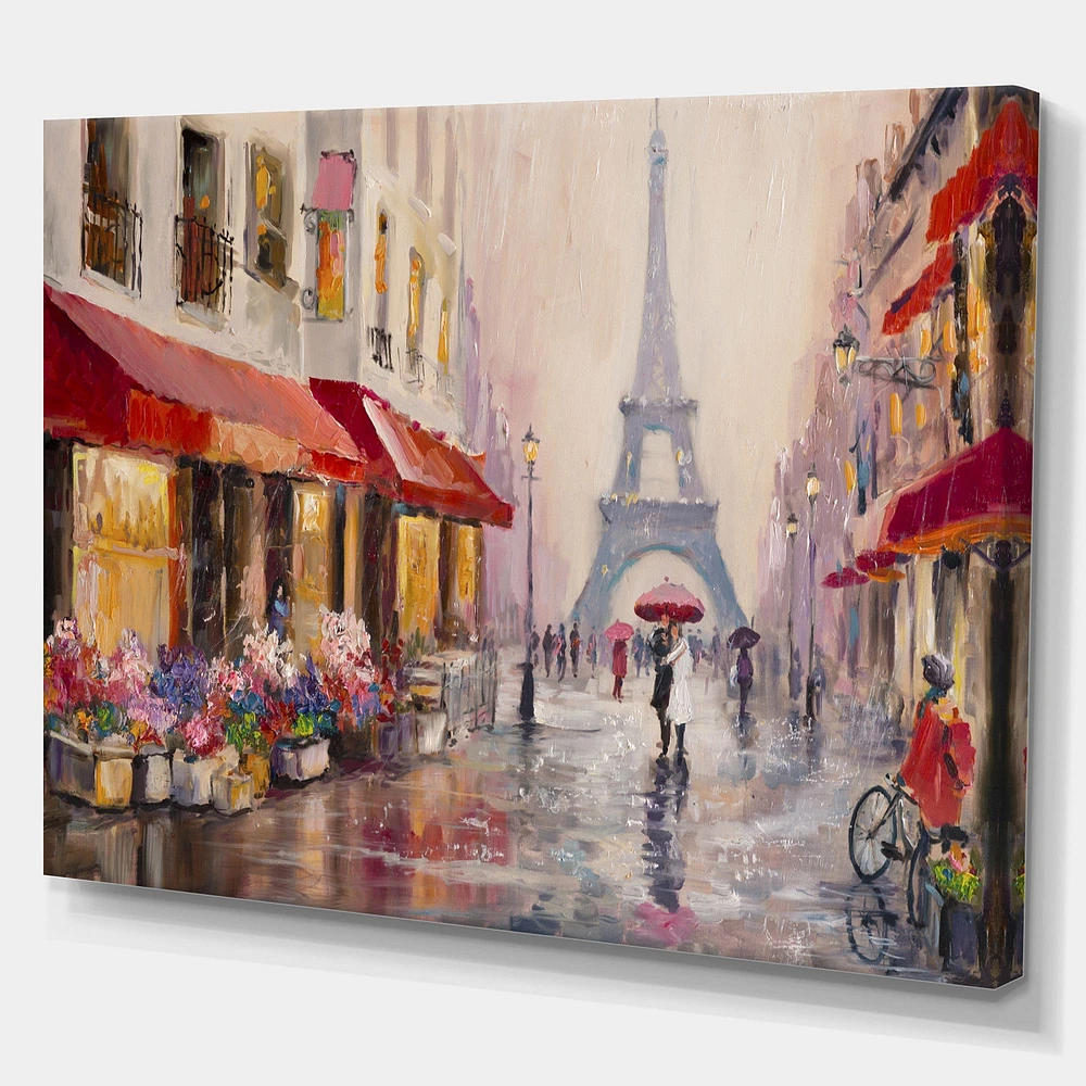 Lovers Paris Eiffel Tower  Canvas Wall Art Print