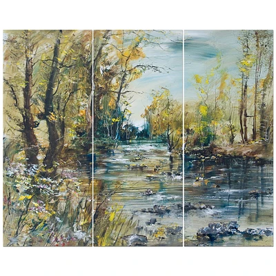 Toile « Rocky River in the Forest » - 3 panneaux