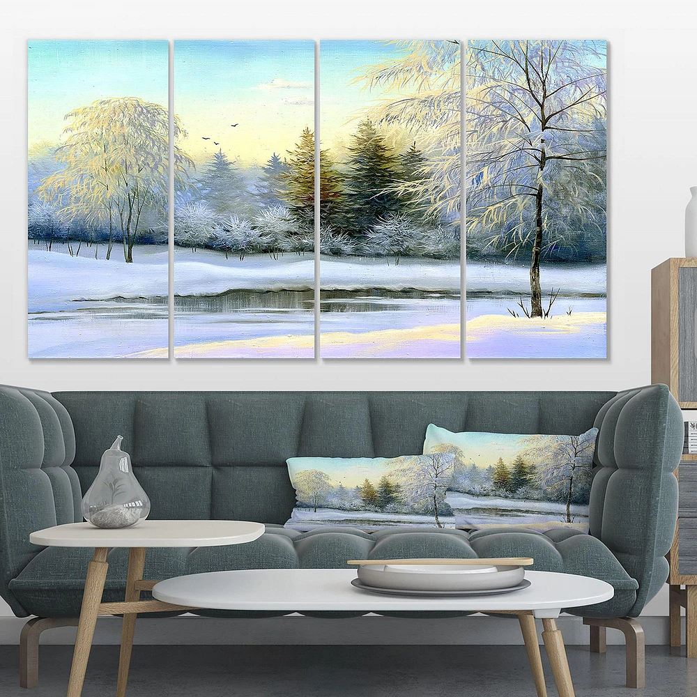 Beautiful Scenery Winter Forest Canvas Wall Art Panels