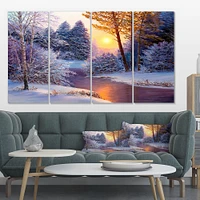 Winter Forest in River  Canvas Wall Art