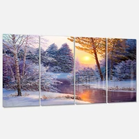 Winter Forest in River  Canvas Wall Art