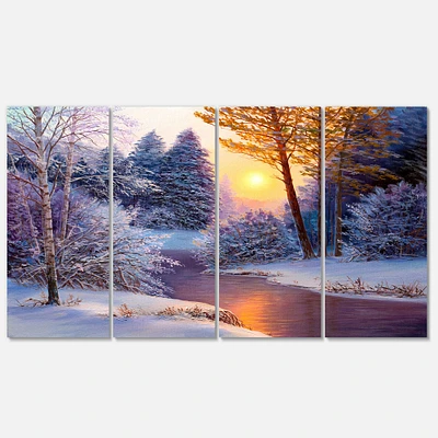 Winter Forest in River  Canvas Wall Art