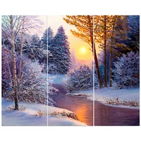 Winter Forest in River Canvas Wall Art