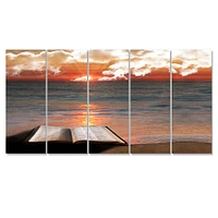 Open Bible Cloudy Sunset  Canvas Wall Art