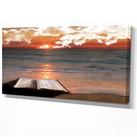 Open Bible Cloudy Sunset  Wall Art