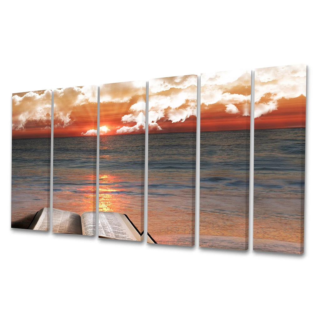 Open Bible Cloudy Sunset  Wall Art