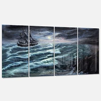 Pirate Ship Under Stormy Cloud  Canvas Wall Art