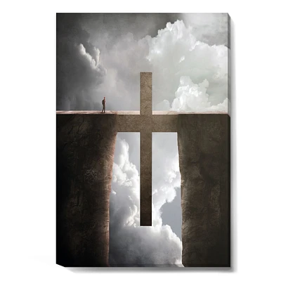 Big Cross between Two Cliffs  Canvas Wall Art