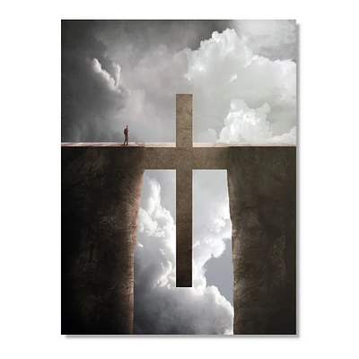 Big Cross between Two Cliffs  Canvas Wall Art