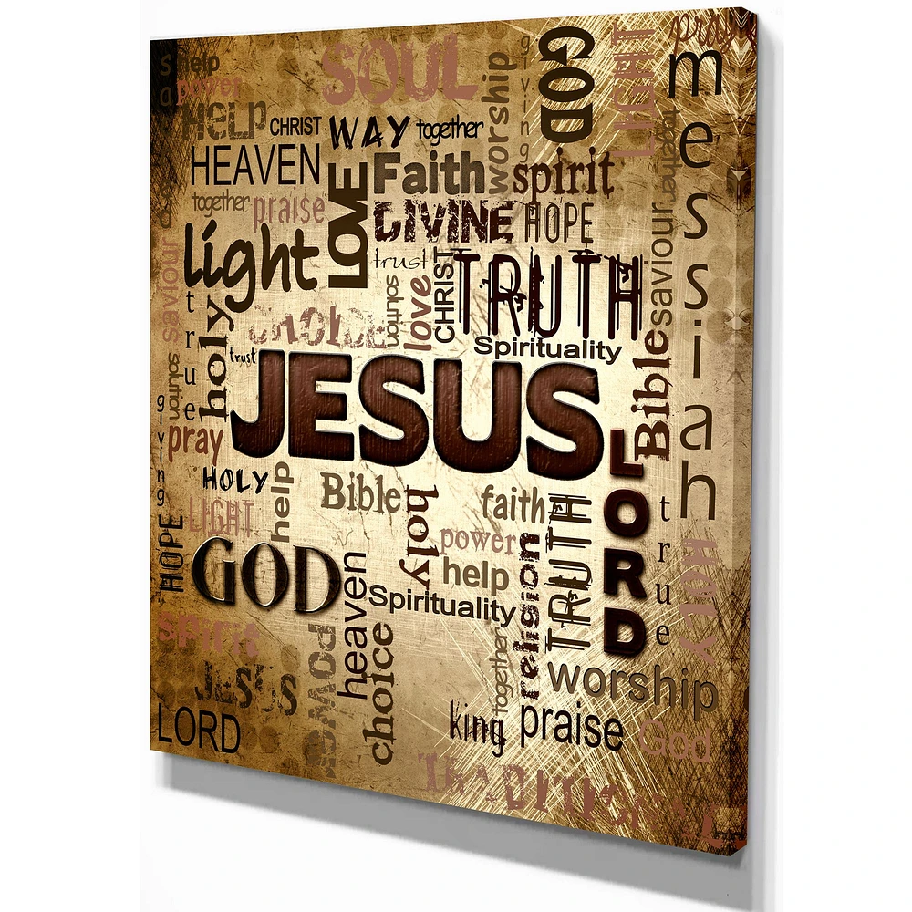 Toile « Jesus Word Cloud Grunge Background »