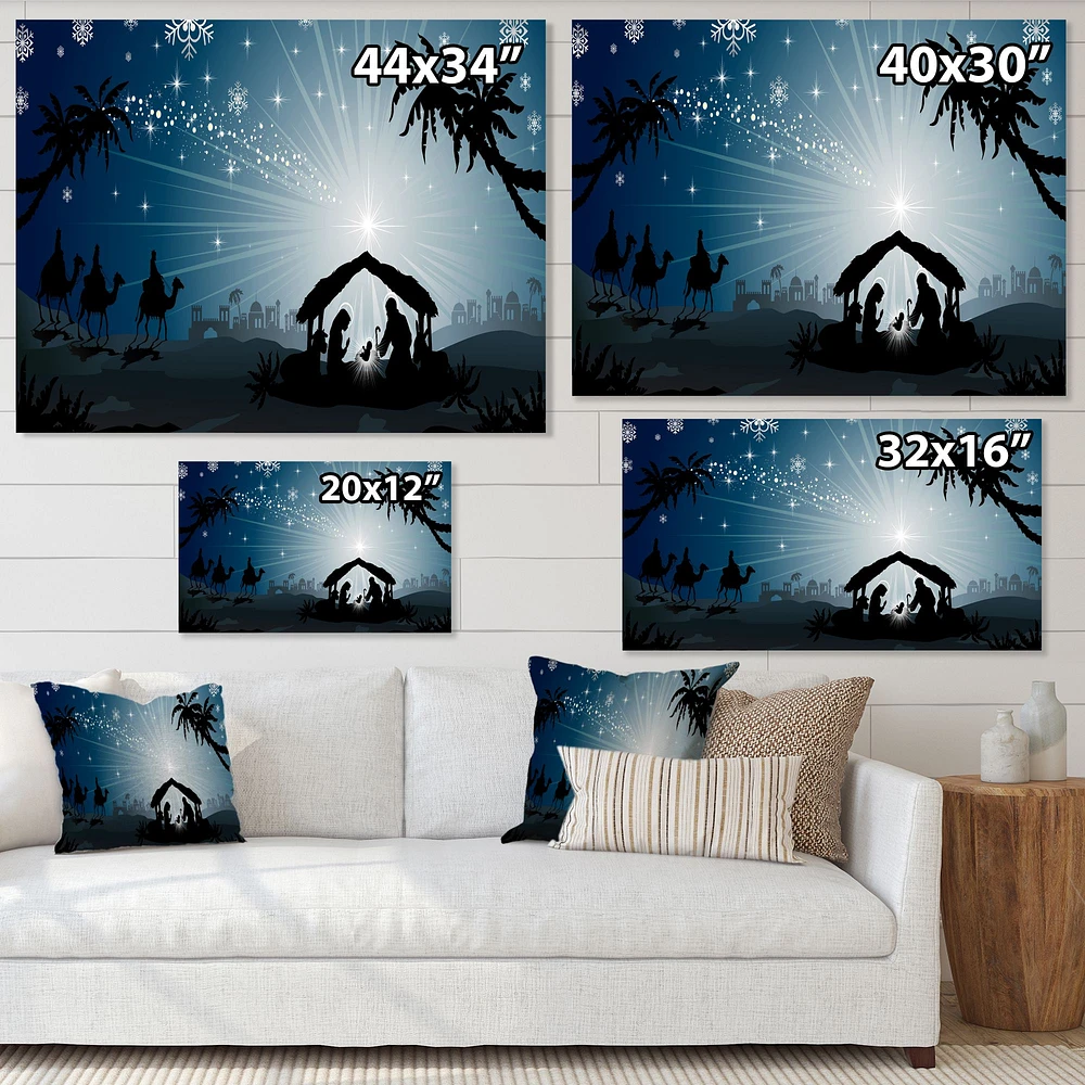 Christmas Nativity Scene with Three Wise Men  Canvas Wall Art