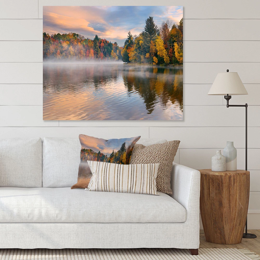 Autumn Foliage by The Lakeside  Canvas Wall Art Print