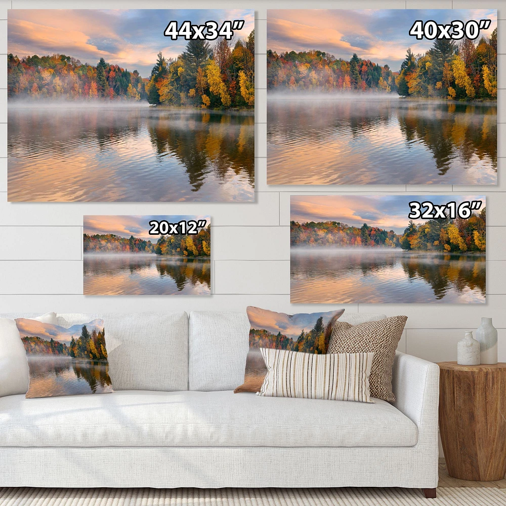 Autumn Foliage by The Lakeside  Canvas Wall Art Print