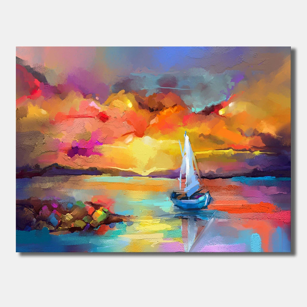 Sunset Painting with Colorful Reflections II  Wall Art